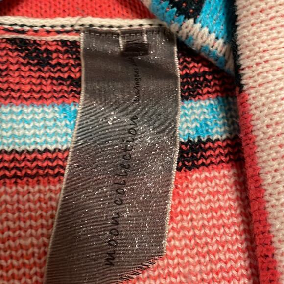 Moon Collection The Bonfire Knit Aztec Multicolor Asymmetrical Open Cardigan S - Picture 6 of 11